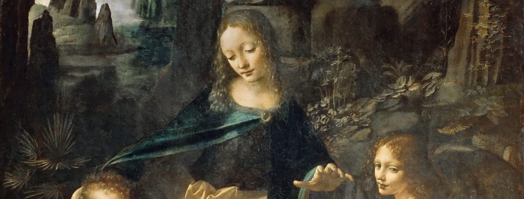 Figure 10:11. Leonardo da Vinci, The Virgin of the Rocks, c. 1483–1486, oil on panel, 199 x 122 cm, Musée Louvre, Paris.