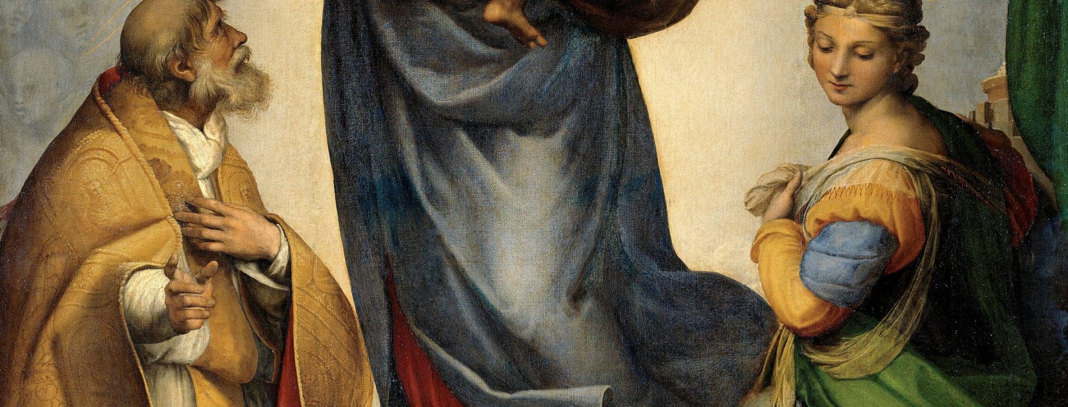 Figure 10:12. Raphael, The Sistine Madonna, 1512–1513, oil on canvas, 269.5 x 201 cm, Gemäldegalerie Alte Meister, Dresden, Germany.