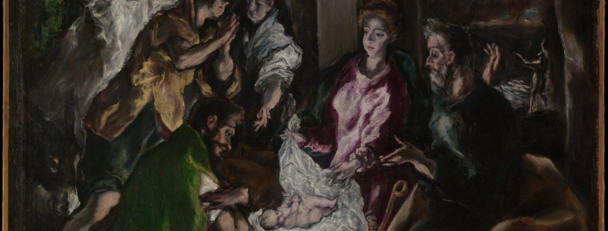 Figure 10:15. Doménikos Theotokópoulos (El Greco), The Adoration of the Shepherds, 1605–1610, oil on canvas, 144.5 x 101.3 cm, The Metropolitan Museum of Art, New York City.