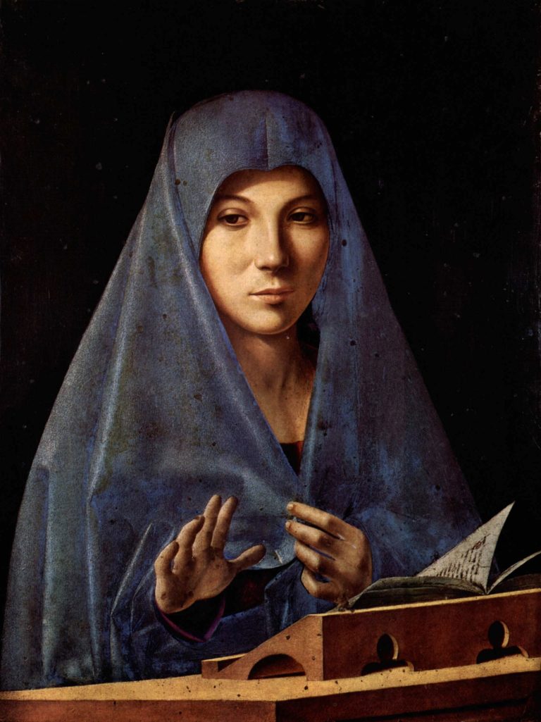 Figure 10:9. Antonello da Messina, Virgin Annunciate, c. 1475, oil on panel, 45 x 34.5 cm, Galleria Regionale della Sicilia, Sicily, Italy.