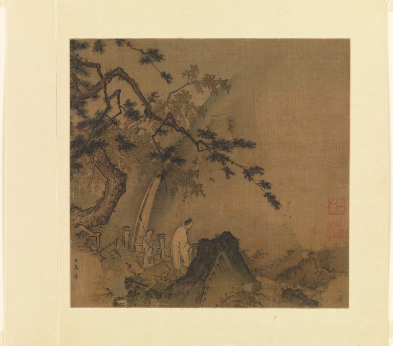 Figure 11:4. Ma Yuan, Scholar Viewing a Waterfall, Southern Song dynasty, late 12th–early 13th century, ink and colour on silk, 25.1 x 26 cm, The Metropolitan Museum of Art, New York City.