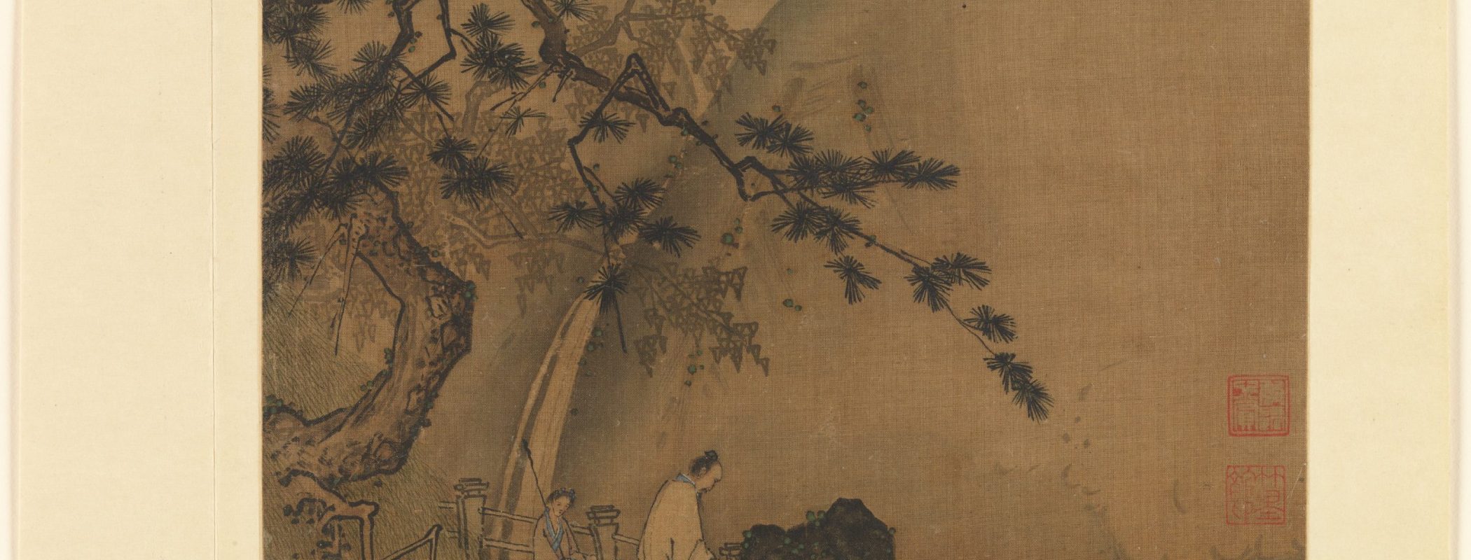 Figure 11:4. Ma Yuan, Scholar Viewing a Waterfall, Southern Song dynasty, late 12th–early 13th century, ink and colour on silk, 25.1 x 26 cm, The Metropolitan Museum of Art, New York City.
