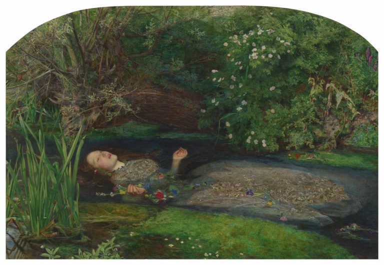 Figure 12:10. John Everett Millais, Ophelia, ca. 1851, oil on canvas, 76.2 x 118.8 cm, Tate Britain, London, England.