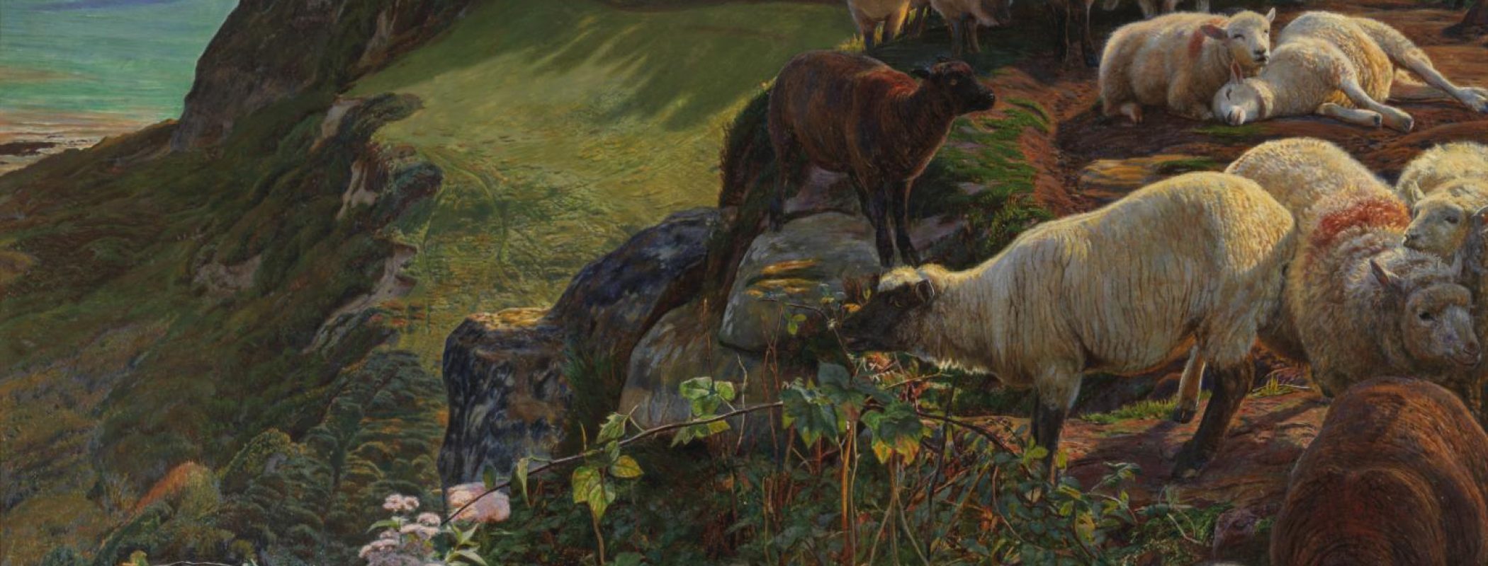 Figure 12:11. William Holman Hunt, Strayed Sheep, also known as Our English Coasts, 1852, oil on canvas, 43.2 x 58.4 cm, Tate Britain, London, England.