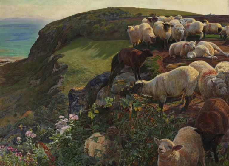 Figure 12:11. William Holman Hunt, Strayed Sheep, also known as Our English Coasts, 1852, oil on canvas, 43.2 x 58.4 cm, Tate Britain, London, England.