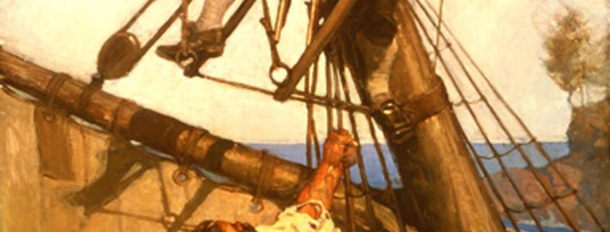 Figure 12:2. N. C. Wyeth, “One more step, Mr. Hands,” said I, “and I’ll blow your brains out.” 1911, oil on canvas, 119.4 x 97.5 cm, (illustration for Treasure Island by Robert Louis Stevenson), New Britain Museum of American Art, New Britain, Connecticut, U.S.A.