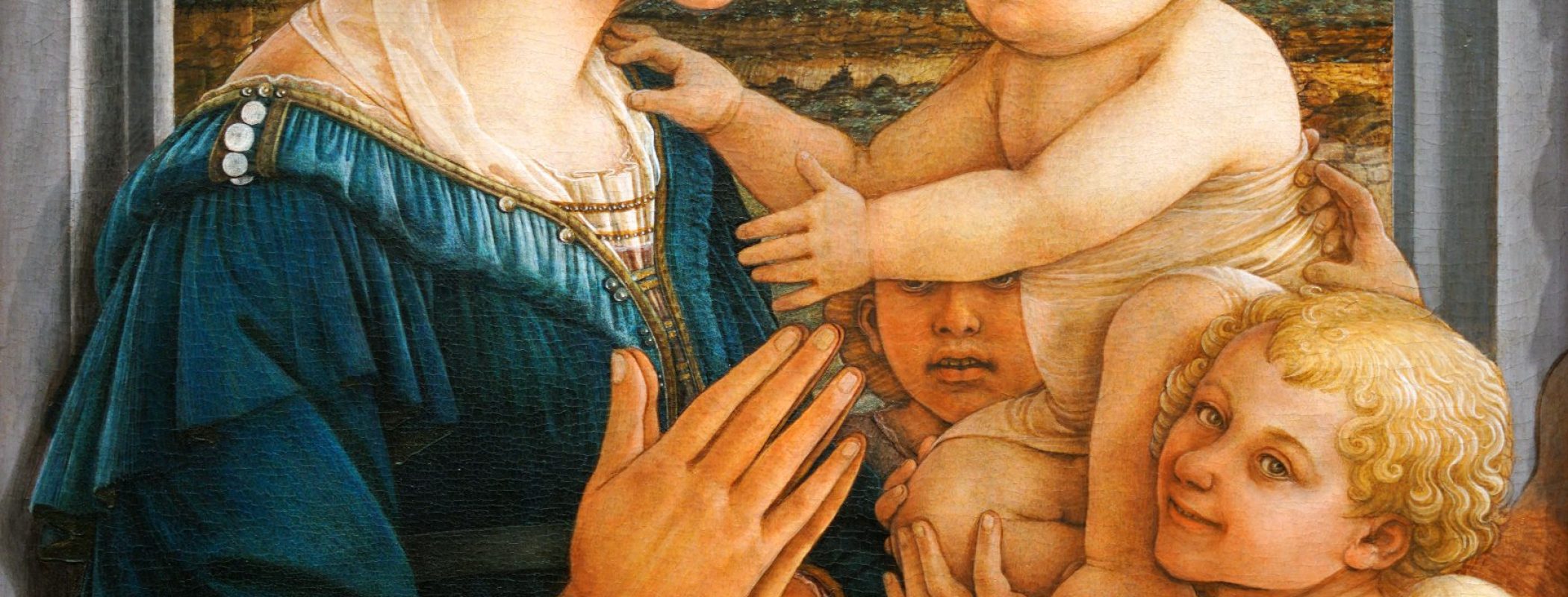 Figure 8:4. Fra Filippo Lippi, Madonna and Child with Two Angels, 1460–1465, tempera on wooden panel, 95 x 62 cm, Uffizi Gallery, Florence, Italy.
