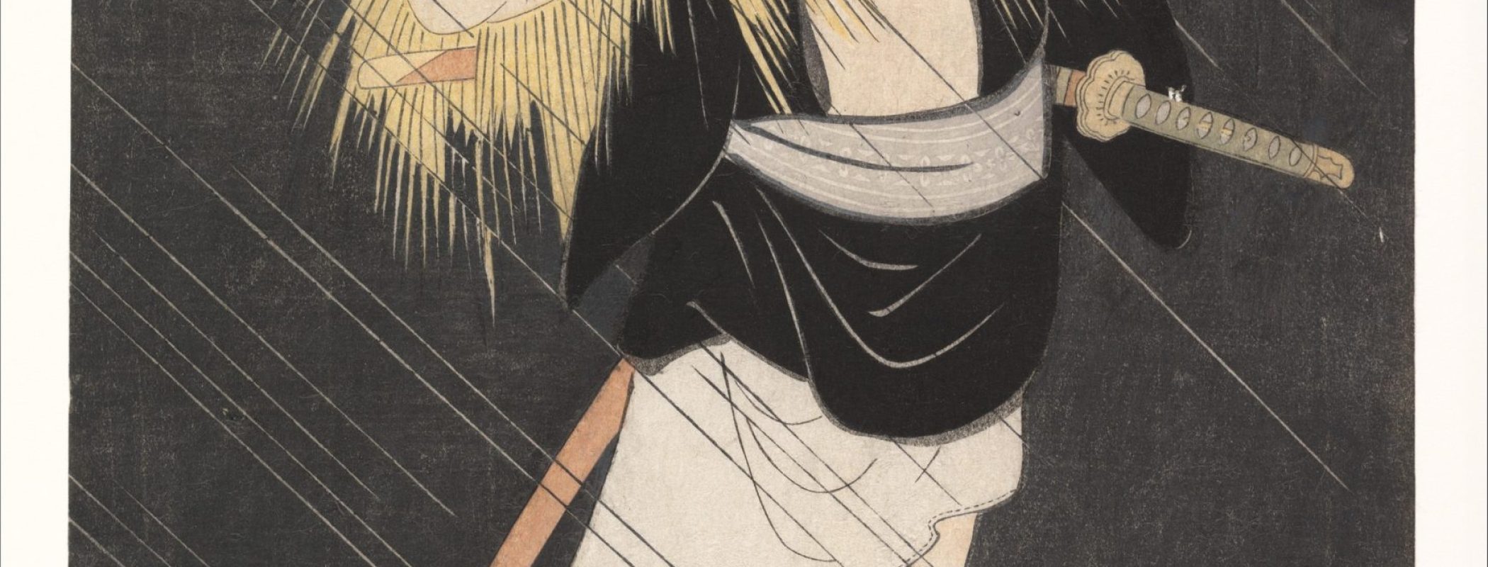 Figure 9:13. Utagawa Toyokuni I, The Actor Ōtani Tomoemon II in the Role of Ono Sadakurō, from the series Yakusha butai no sugatae, Pictures of Actors on Stage, c. 1795, woodblock print, 37.8 cm x 24.8 cm, The Metropolitan Museum of Art, New York City.