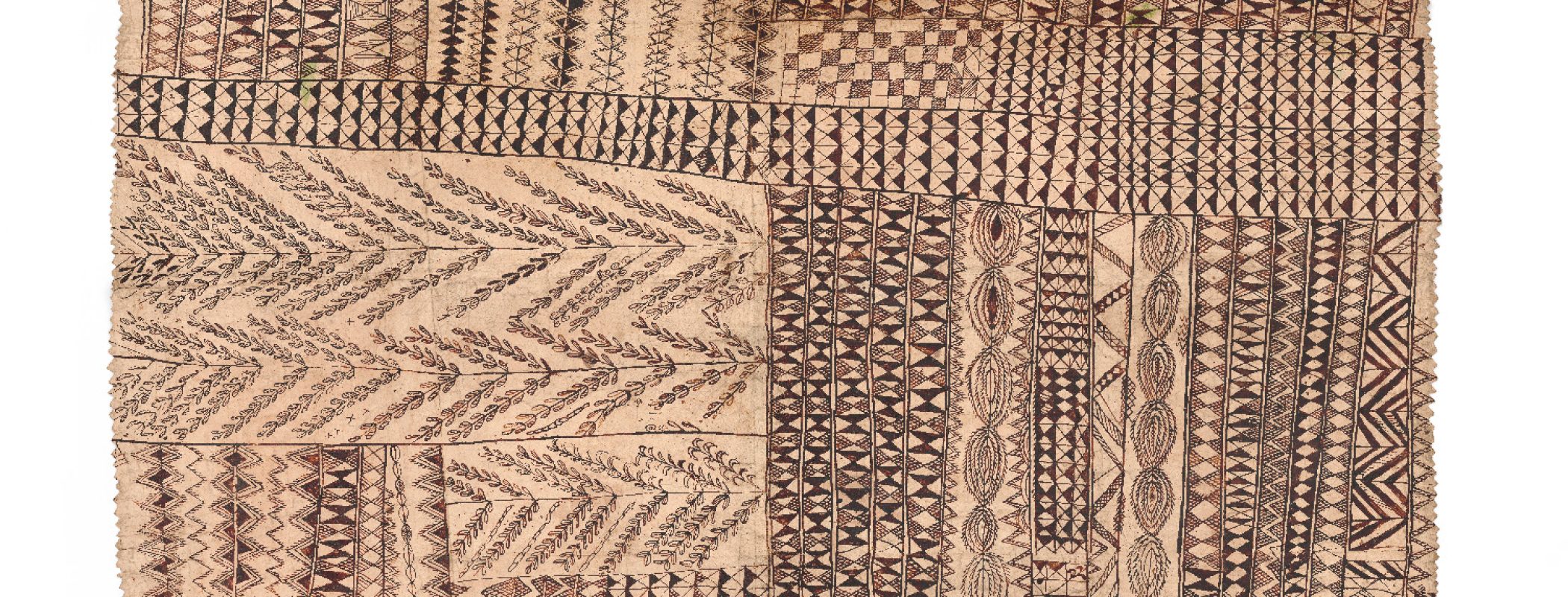 Figure 9:8. maker unknown, Niue, hiapo, hand-painted tapa cloth, 1800s, 160 x 186 cm, Augustus Hamilton Collection, purchased 1914, Museum of New Zealand Te Papa Tongarewa FE000278.