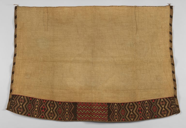 Figure 9:9. Aotearoa New Zealand Māori people,  Kaitaka aronui, cloak, mid-19th century, flax, wool, 113.7 × 172.7 cm, The Metropolitan Museum of Art, New York City.